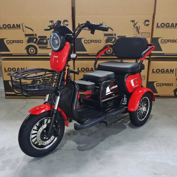 Електричний трицикл Corso «Logan» LN-312009 (1) + 1 ЯЩИК АКУМ, двигун 1200W, акумулятор 72V/23Ah, колеса 300-10, в коробці