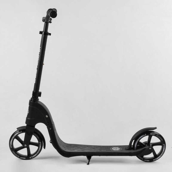 Самокат двухколесный 74077 "Best Scooter" (2) цвет ЧЕРНЫЙ, колеса PU - 20 см, широкий велосипедный руль, новый зажим руля, в коробке