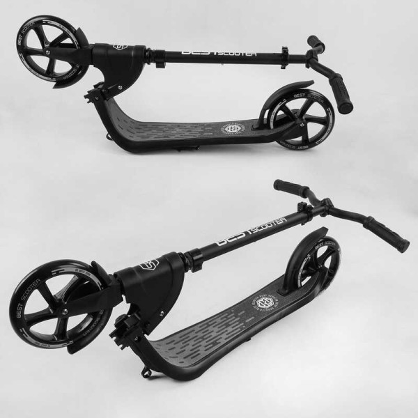 Самокат двухколесный 74077 "Best Scooter" (2) цвет ЧЕРНЫЙ, колеса PU - 20 см, широкий велосипедный руль, новый зажим руля, в коробке