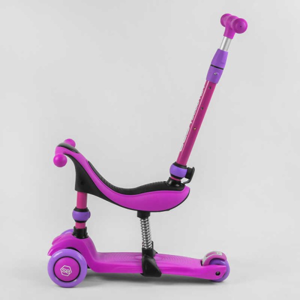 Самокат-велобег 3в1 трехколесный BS-26566 (4) Best Scooter, 3 колеса PU со светом, сидение, амортизаторы, родительская ручка
