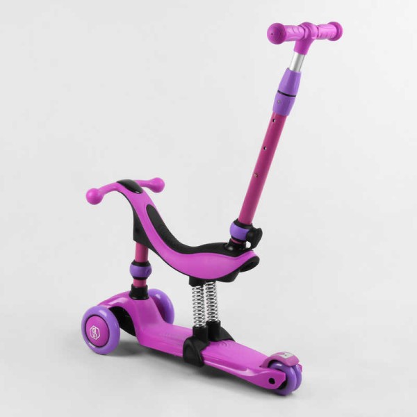 Самокат-велобег 3в1 трехколесный BS-26566 (4) Best Scooter, 3 колеса PU со светом, сидение, амортизаторы, родительская ручка