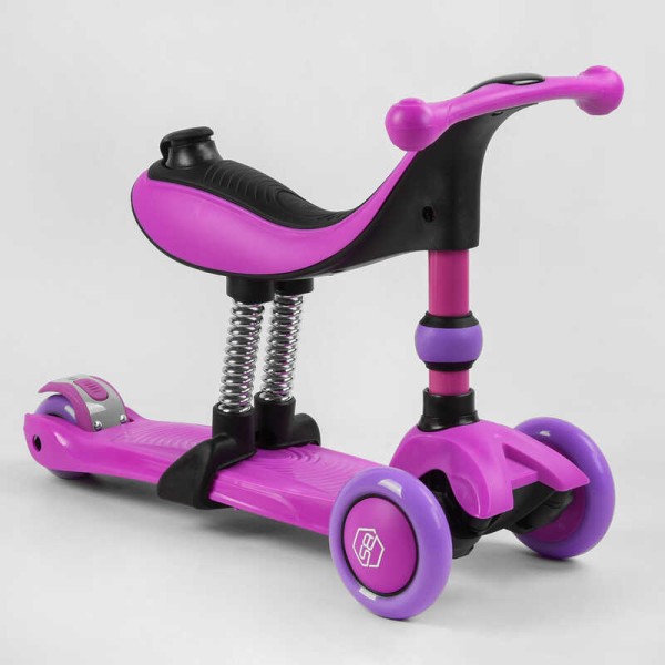 Самокат-велобег 3в1 трехколесный BS-26566 (4) Best Scooter, 3 колеса PU со светом, сидение, амортизаторы, родительская ручка