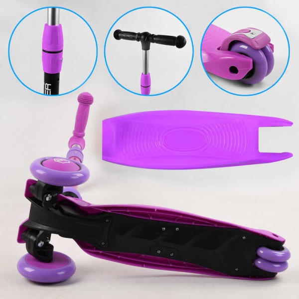 Самокат-велобег 3в1 трехколесный BS-26566 (4) Best Scooter, 3 колеса PU со светом, сидение, амортизаторы, родительская ручка