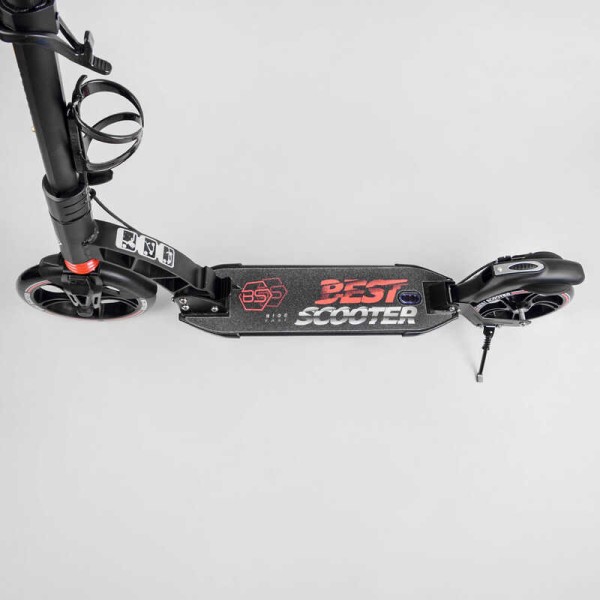 Самокат двухколесный "Best Scooter" 60054-R (2) ФАРА, переднее колесо PU 230 мм, заднее колесо 200мм, 2 амортизатора, дисковый тормоз, зажим руля