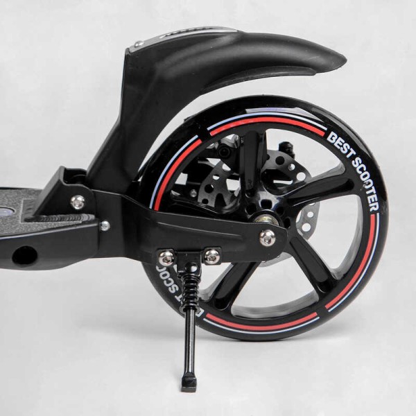 Самокат двухколесный "Best Scooter" 60054-R (2) ФАРА, переднее колесо PU 230 мм, заднее колесо 200мм, 2 амортизатора, дисковый тормоз, зажим руля