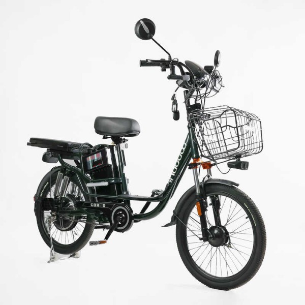 Електровелосипед Corso «Shadow» 22" дюймів SH-8036-9 / C-31 !!!!! (1) ЗЕЛЕНИЙ, рама сталева, двигун 500W, акум. 48V20AH, корзина, покришки 22*1.95