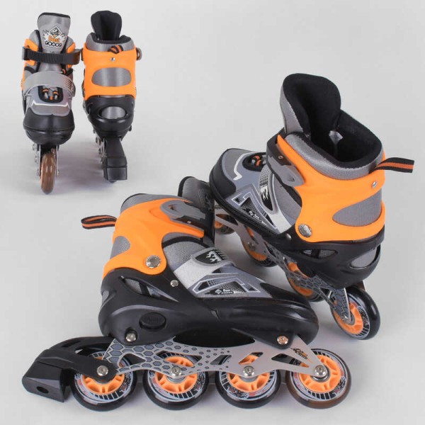 Ролики 6202-S Best Roller /размер 30-33/ цвет – ОРАНЖЕВЫЙ (6) колёса PU, ПЕРЕДНЕЕ КОЛЕСО СВЕТ, в сумке, d колес – 6.5 см