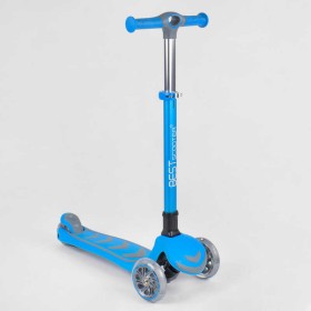 Самокат трехколесный 38603 (4) Best Scooter, ГОЛУБОЙ, складной алюминиевый руль, 4 колеса PU со светом, d=12 см
