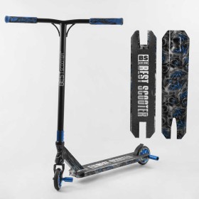 Самокат трюковый Best Scooter BS-77566 (4) HIC-система, ПЕГИ, алюминиевый диск и дека с ПРИНТОМ, колёса PU, d=110мм, ширина руля - 60 см, в коробке