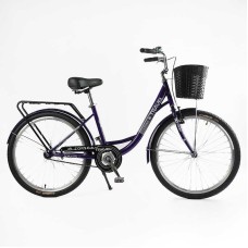 Велосипед міський Corso TRAVEL 26" TL-26106 + КОШИК одношвидкісний, сталева рама 16.5", корзина, багажник