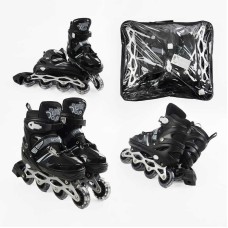 Ролики 94608-L /розмір 39-43/ колір – ЧОРНИЙ (6) колеса PVC, устілка 25-27 см, ПЕРЕДНЄ КОЛЕСО СВІТЛО, d – 6.5 см, в сумці