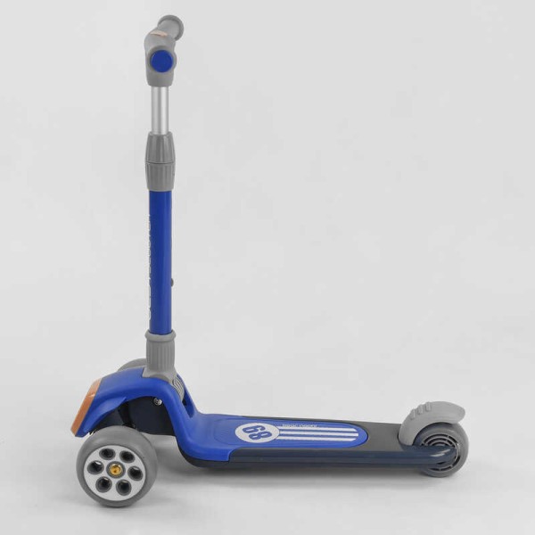 Самокат трехколесный RS-8999 (6) Best Scooter, СИНИЙ, складной алюминиевый руль, 3 колеса PU со светом, d=120*50мм
