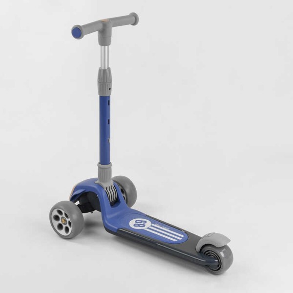 Самокат трехколесный RS-8999 (6) Best Scooter, СИНИЙ, складной алюминиевый руль, 3 колеса PU со светом, d=120*50мм