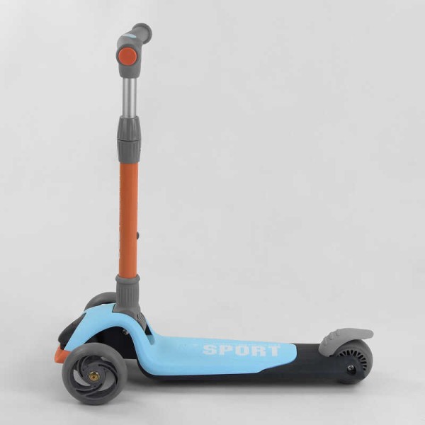 Самокат трехколесный F-39015 (6) Best Scooter, ГОЛУБОЙ, складной алюминиевый руль, 3 колеса PU со светом, d=120*35мм