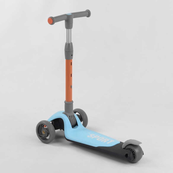 Самокат трехколесный F-39015 (6) Best Scooter, ГОЛУБОЙ, складной алюминиевый руль, 3 колеса PU со светом, d=120*35мм