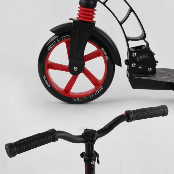 Самокат двухколесный "Best Scooter" 61711 (2) колеса PU, d переднего колеса - 230мм, d заднего колеса - 180мм, 1 амортизатор, в коробке