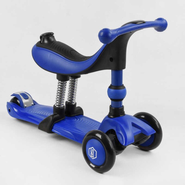 Самокат-велобег 3в1 трехколесный BS-27018 (4) Best Scooter, 3 колеса PU со светом, сидение, амортизаторы, родительская ручка