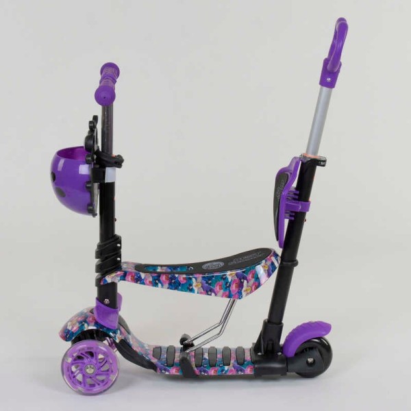 Самокат 5в1 19870 Best Scooter, АБСТРАКЦІЯ, PU колеса, ПІДСВІЧУВАННЯ КОЛІС, в коробці