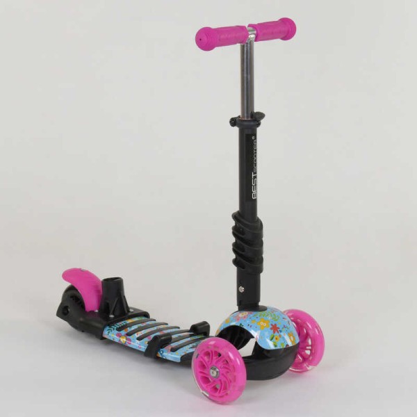 Самокат 5в1 26901 Best Scooter, АБСТРАКЦІЯ, PU колеса, ПІДСВІЧУВАННЯ КОЛІС, в коробці