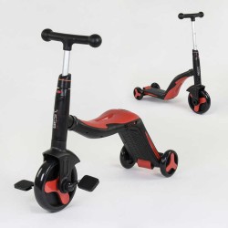 Самокат 3в1 JT 28288 Best Scooter, самокат-велобіг-велосипед, ЧЕРВОНИЙ, світло, 8 мелодій, колеса PU, переднє колесо d = 20см, задні d = 11см