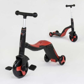 Самокат 3в1 JT 28288 (1) Best Scooter, самокат-велобег-велосипед, КРАСНЫЙ, свет, 8 мелодий, колёса PU, переднее колесо d=20см, задние d=11см