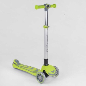 Самокат трехколесный 46987 (4) Best Scooter, САЛАТОВЫЙ, складной алюминиевый руль, 4 колеса PU со светом, d=12 см