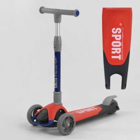 Самокат трехколесный F-44077 (6) Best Scooter, КРАСНЫЙ, складной алюминиевый руль, 3 колеса PU со светом, d=120*35мм