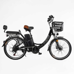 Електровелосипед Corso «ROCCO» 24" дюймів RC-20515 (1) ЧОРНИЙ, рама сталева, двигун 500W, акумулятор 48V20AH, корзина, у коробці