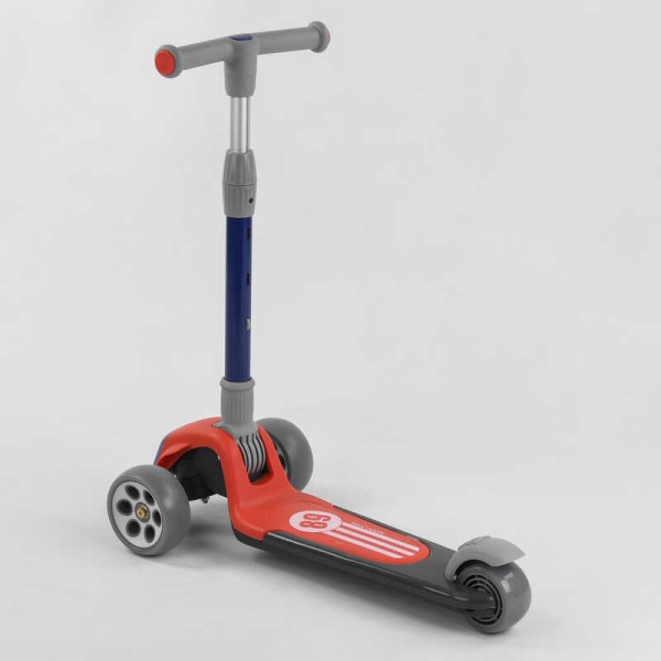 Самокат трехколесный RS-9119 (6) Best Scooter, КРАСНЫЙ, складной алюминиевый руль, 3 колеса PU со светом, d=120*50мм