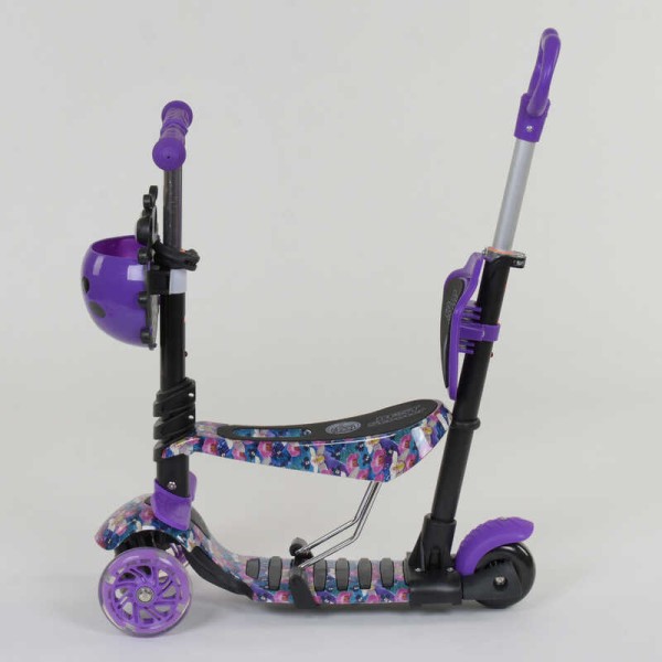 Самокат 5в1 19870 (1) Best Scooter, АБСТРАКЦИЯ, PU колеса, ПОДСВЕТКА КОЛЕС, в коробке