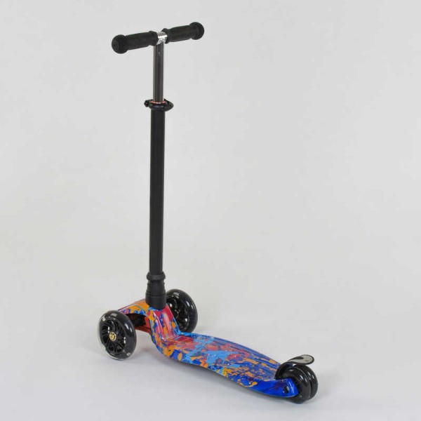 Самокат А 25595/779-1338 MAXI "Best Scooter" пластмасовий, 4 колеса PU, СВІТЛО, трубка керма алюмінієва, d = 12см, в коробці