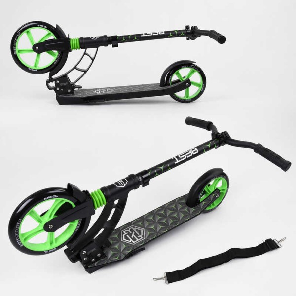 Самокат двухколесный "Best Scooter" 62798 (2) колеса PU, d переднего колеса - 230мм, d заднего колеса - 180мм, 1 амортизатор передний, в коробке