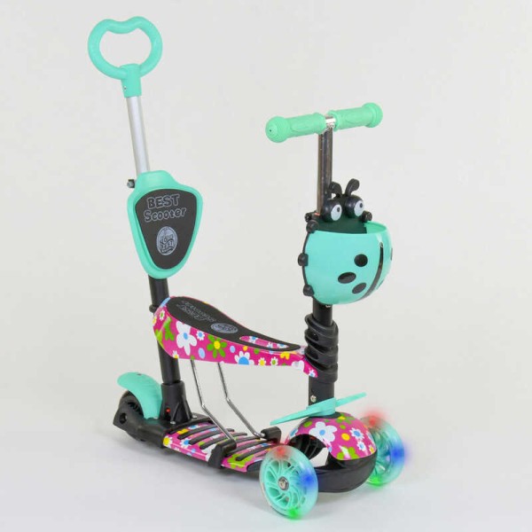 Самокат 5в1 43702 Best Scooter, АБСТРАКЦІЯ, PU колеса, ПІДСВІТКА КОЛІС, в коробці