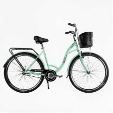 Велосипед міський Corso FORTUNA 28" FR-28403 + КОШИК одношвидкісний, сталева рама 20", корзина, багажник