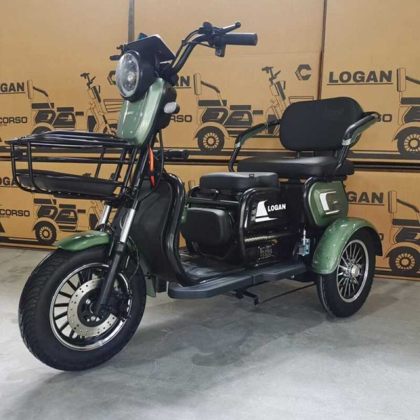 Електричний трицикл Corso «Logan» LN-951200 (1) + 1 ЯЩИК АКУМ, двигун 1200W, акумулятор 72V/23Ah, колеса 300-10, в коробці