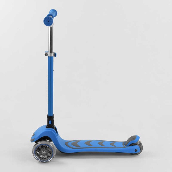 Самокат трехколесный Y-00180 (4) Best Scooter, ГОЛУБОЙ, складной алюминиевый руль, 4 колеса PU со светом, d=12 см