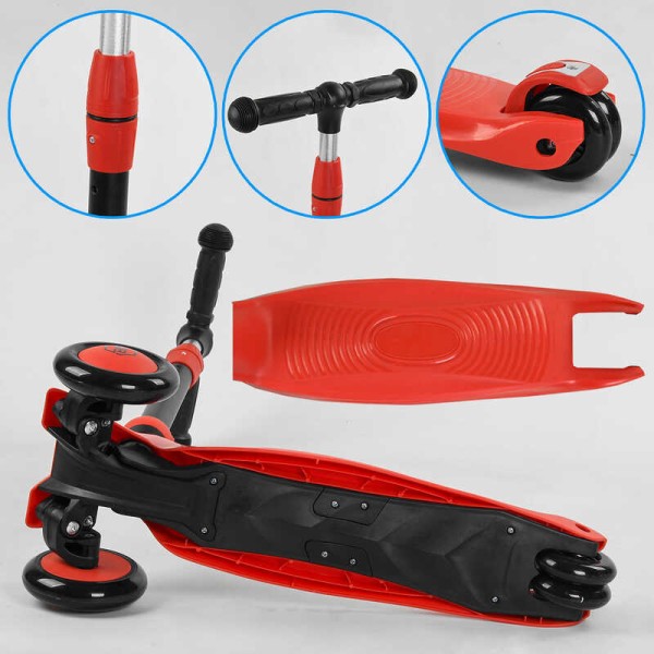 Самокат-велобег 3в1 трехколесный BS-71899 (4) Best Scooter, 3 колеса PU со светом, сидение, амортизаторы, родительская ручка