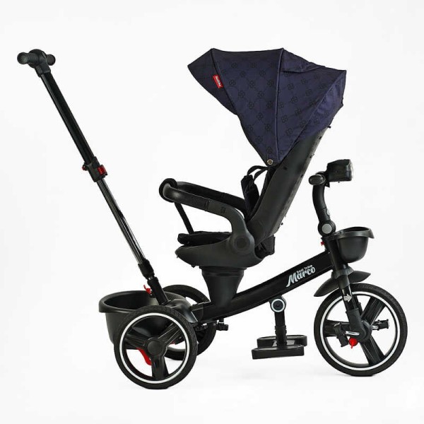 Велосипед 9155/331-09 BestTrike "Marco" поворотне сидіння, складне кермо, колеса з прогумованим PU, кошик, телескопічна ручка, фара музична