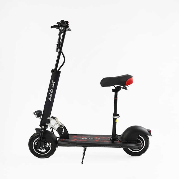 Електричний самокат BS-10588 Best Scooter з сидінням (1) двигун 800W, акумулятор літієвий 48V13Ah, колеса надувні 10’’, в коробці