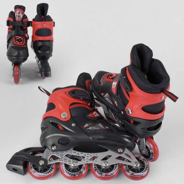 Ролики 8211-S Best Roller /размер 30-33/ цвет – КРАСНЫЙ (6) колёса PU, ПЕРЕДНЕЕ КОЛЕСО СВЕТ, в сумке, устілка – 17-19.5 см, d колес – 6.5 см