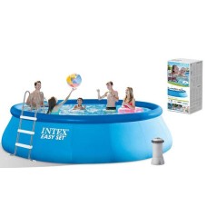 Intex Басейн 26166 NP об'єм:12430л, фільтр+насос, розмір:457х107см (3785л/год, драбина, тент, підстилка)