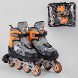 Ролики 6202-S Best Roller/розмір 30-33/колір - ПОМАРАНЧЕВИЙ (6) колеса PU, ПЕРЕДНЄ КОЛЕСО СВІТЛО, в сумці, d коліс - 6.5 см