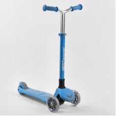 Самокат триколісний Y-00180 (4) Best Scooter, БЛАКИТНИЙ, складне алюмінієве кермо, 4 колеса PU зі світлом, d = 12 см