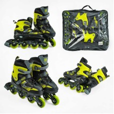 Ролики 61150-L Best Roller /розмір 38-42/ колір – ЖОВТИЙ (6) колеса PU, ПЕРЕДНЄ КОЛЕСО СВІТЛО, устілка 24.5-26.5 см, d колес – 7 см, в сумці