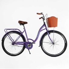 Велосипед міський Corso FORTUNA 28" FR-28698 + КОШИК одношвидкісний, сталева рама 20", корзина, багажник