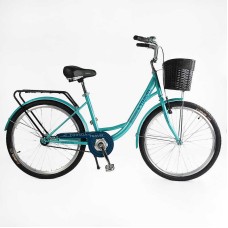 Велосипед міський Corso TRAVEL 26" TL-26417 + КОШИК одношвидкісний, сталева рама 16.5", корзина, багажник