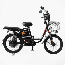 Електровелосипед Corso «Shadow» 22" дюймів SH-9038-7 / 9083-7 (1) ЧОРНО-ЧЕРВОНИЙ, рама сталева, двигун 500W, акумулятор 48V20AH, корзина, у коробці
