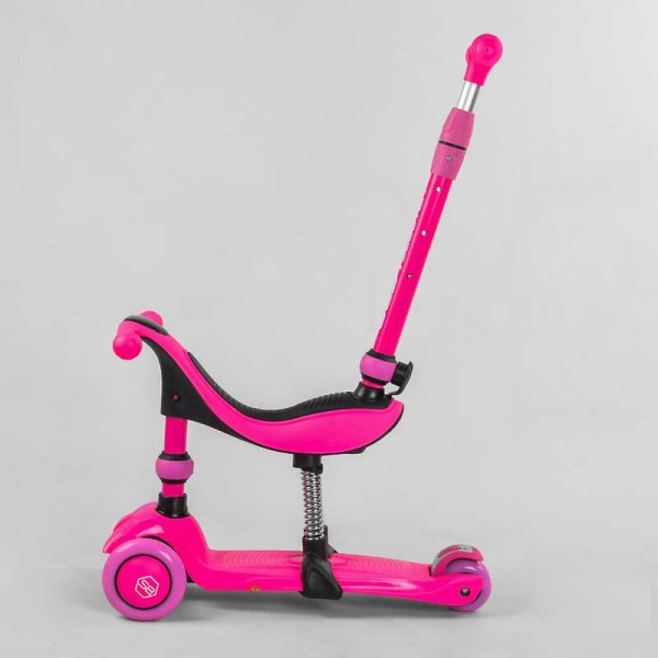 Самокат-велобіг 3в1 триколісний BS-23180 (4) Best Scooter, 3 колеса PU зі світлом, сидіння, амортизатори, батьківська ручка