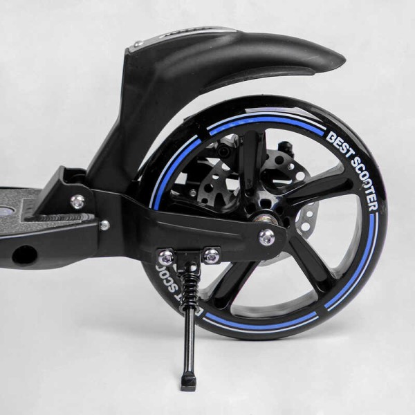 Самокат двухколесный "Best Scooter" 90166-B (2) ФАРА, переднее колесо PU 230 мм, заднее колесо 200мм, 2 амортизатора, дисковый тормоз, зажим руля