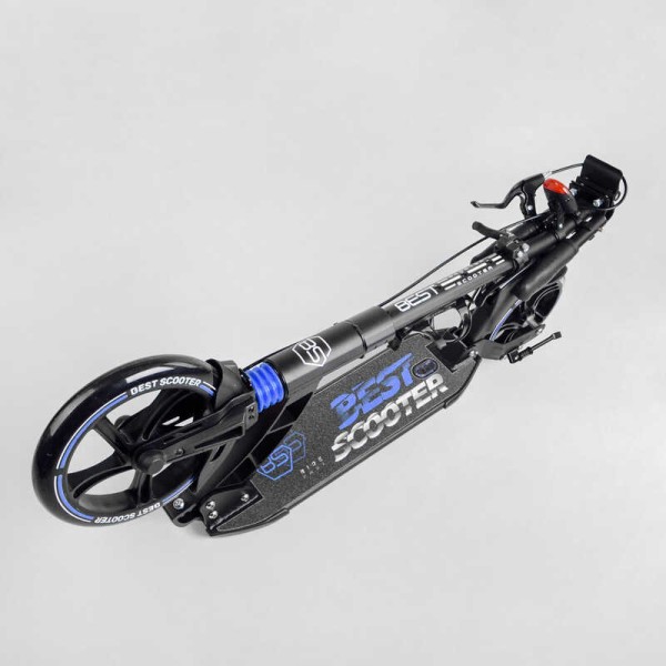 Самокат двухколесный "Best Scooter" 90166-B (2) ФАРА, переднее колесо PU 230 мм, заднее колесо 200мм, 2 амортизатора, дисковый тормоз, зажим руля